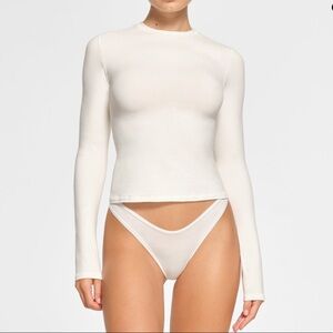 Skims Cotton Jersey Long Sleeve Tee Shirt Marble L